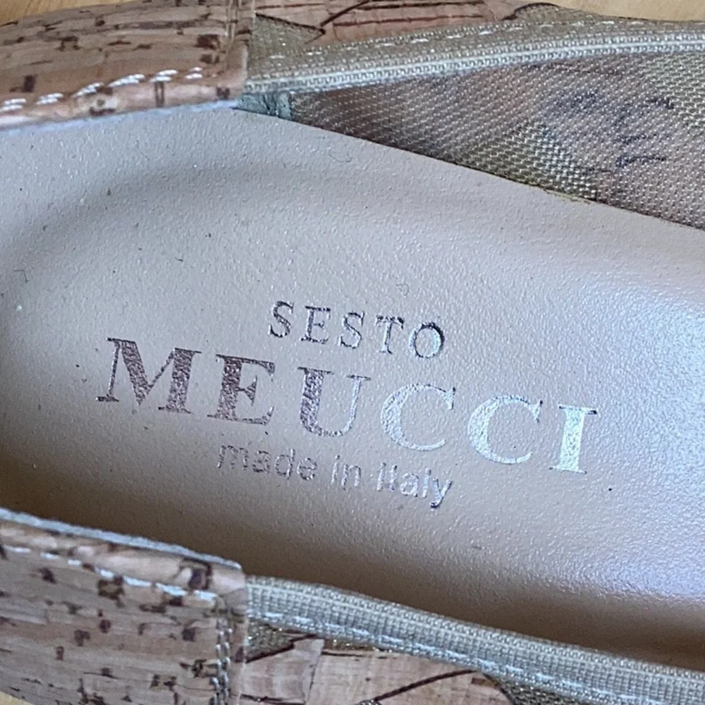 Sesto Meucci made in Italy Mabyn Cork Patterned Wedges. Women’s size 9
